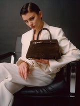 ESPRESSO SUEDE BOOK TOTE BAG 25