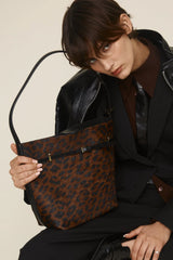 SMALL LEOPARD BELTED TOTE BAG
