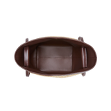 LEATHER-TRIMMED RAFFIA BUCKET BAG