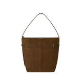 TOFFEE SUEDE BELTED TOTE BAG