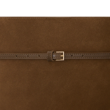 TOFFEE SUEDE BELTED TOTE BAG