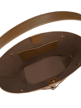 TOFFEE SUEDE BELTED TOTE BAG