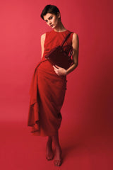 DARK CHERRY BOOK LEATHER TOTE BAG 25