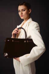 ESPRESSO SUEDE BOOK TOTE BAG 33