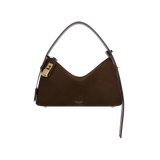 SILVER ESPRESSO SUEDE HOBO BAG