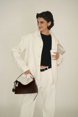 SILVER ESPRESSO SUEDE HOBO BAG