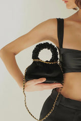 BLACK VELVET MINI CLOUD BAG