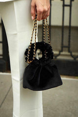 BLACK VELVET MINI CLOUD BAG