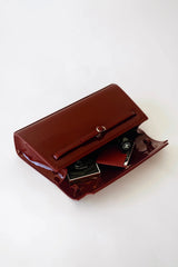 PATENT DARK CHERRY SHOULDER BAG