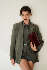 PATENT DARK CHERRY SHOULDER BAG