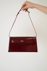 PATENT DARK CHERRY SHOULDER BAG
