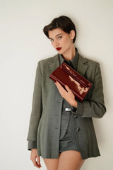 PATENT DARK CHERRY SHOULDER BAG