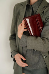 PATENT DARK CHERRY SHOULDER BAG