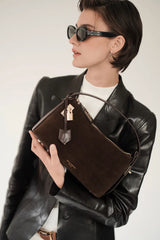 GOLD ESPRESSO SUEDE HOBO BAG