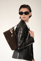 GOLD ESPRESSO SUEDE HOBO BAG