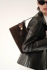 GOLD ESPRESSO SUEDE HOBO BAG
