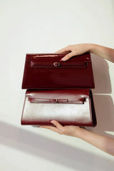 PATENT DARK CHERRY SHOULDER BAG