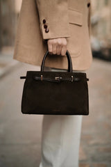 ESPRESSO SUEDE BOOK TOTE BAG 25
