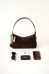 GOLD ESPRESSO SUEDE HOBO BAG