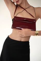 PATENT DARK CHERRY SHOULDER BAG