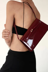PATENT DARK CHERRY SHOULDER BAG