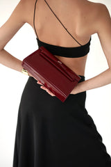 PATENT DARK CHERRY SHOULDER BAG