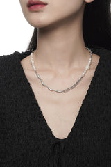 TEXTURED CRUSHED SILVER PEARL NECKLACE