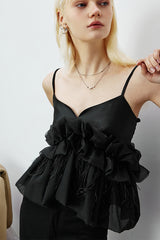 SILK OSTRICH FEATHER CAMISOLE TOP