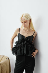 SILK OSTRICH FEATHER CAMISOLE TOP