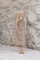 RUCHED DRESS WITH SWING NECKLINE