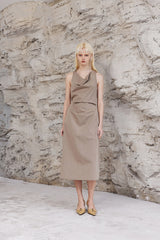 RUCHED DRESS WITH SWING NECKLINE