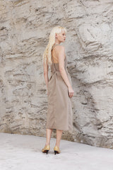 RUCHED DRESS WITH SWING NECKLINE