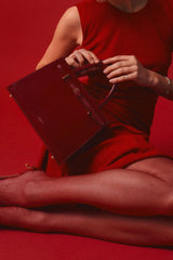 DARK CHERRY BOOK LEATHER TOTE BAG 25