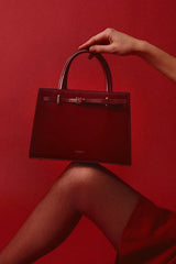 DARK CHERRY BOOK LEATHER TOTE BAG 25