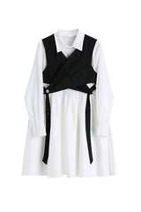 LONG SLEEVE SHIRT DRESS+VEST (2 PIECES)