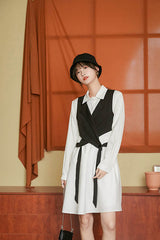 LONG SLEEVE SHIRT DRESS+VEST (2 PIECES)