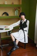 LONG SLEEVE SHIRT DRESS+VEST (2 PIECES)