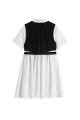 SHORT SLEECE SHIRT DRESS + VEST (2 PIECES)