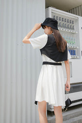 SHORT SLEECE SHIRT DRESS + VEST (2 PIECES)