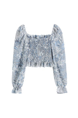 PAINTING CHIFFON SHORT SHORT SQUARE NECK TOP