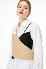 FAKE TWO PIECE STITCHING SLING WHITE SHIRT