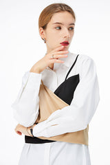 FAKE TWO PIECE STITCHING SLING WHITE SHIRT