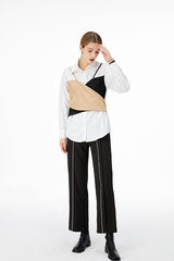 FAKE TWO PIECE STITCHING SLING WHITE SHIRT