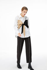 FAKE TWO PIECE STITCHING SLING WHITE SHIRT