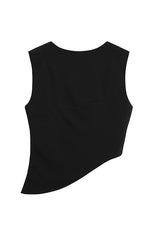 IRREGULAR RUFFLED SLEEVELESS TOP