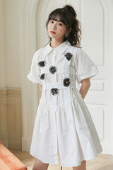THREE-DIMENSIONAL FLOWER VEST + SHIRT DRESS ( 2 PIECES)