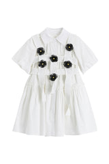THREE-DIMENSIONAL FLOWER VEST + SHIRT DRESS ( 2 PIECES)