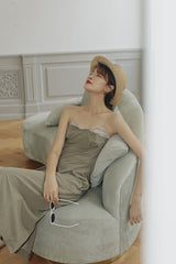 SLEEVELESS DRESS IN PATCHWORK FABRIC