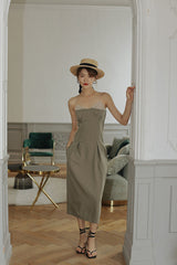 SLEEVELESS DRESS IN PATCHWORK FABRIC