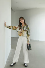 RETRO ABSTRACT PRINT LONG SLEEVE SHIRT